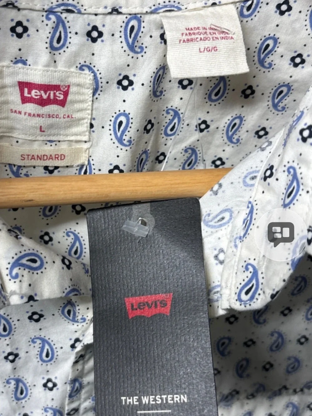 Levi's White Button-Down Shirt with Blue Paisley Print